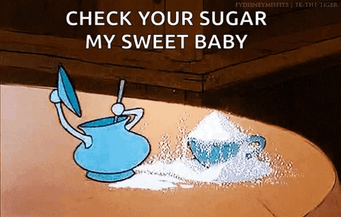 Pitcher and Cup of Sugar Saying Check Your Sugar My Sweet Baby