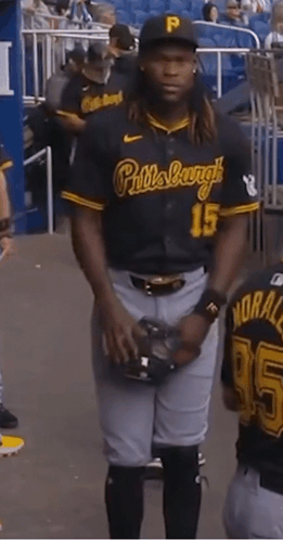 Pittsburgh Baseball Player Number 15 in Dugout