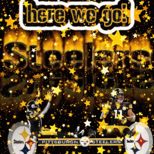 Pittsburgh Steelers Poster Surrounded By Yellow Stars GIF