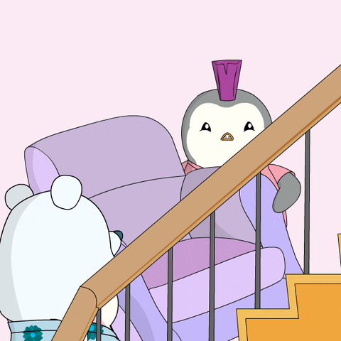 Pivot Pudgy Penguin Carrying Couch GIF
