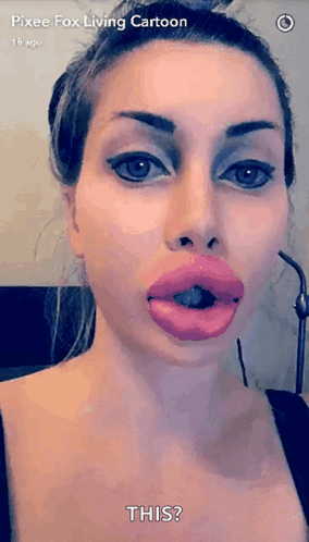 Pixee Fox Living Cartoon Has A Picture Of A Woman With Huge Lips GIF