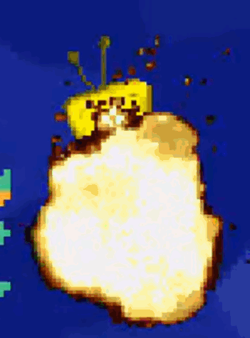 Pixel Art Apple Yellow Stem Blue Background GIF