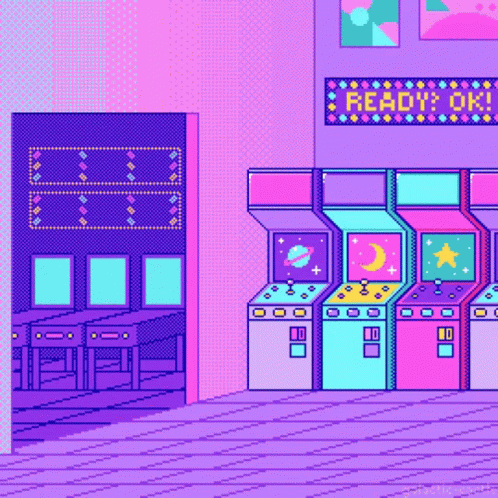 Pixel Art Arcade With Ready Ok Sign GIF