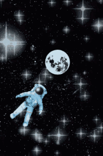 Pixel Art Astronaut in Space With Moon