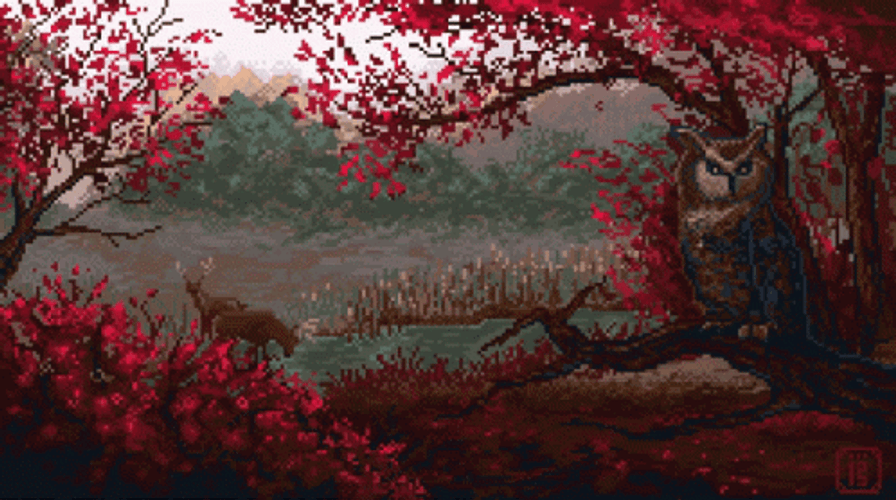 Pixel Art Autumn Trees GIF