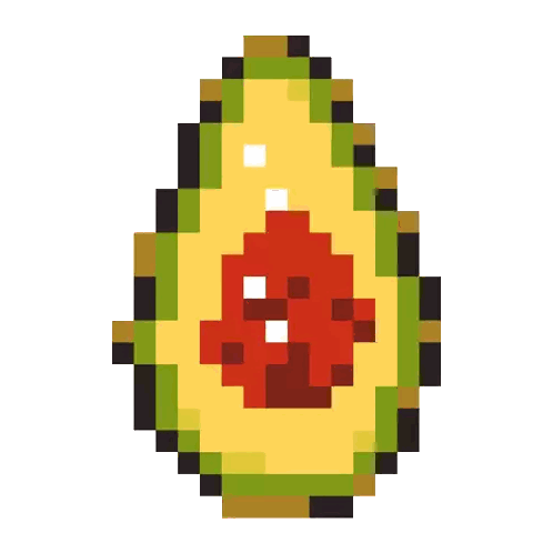 Pixel Art Avocado with Tomato Sauce