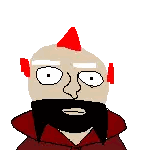 Pixel Art Bald Man with Beard and Red Hair