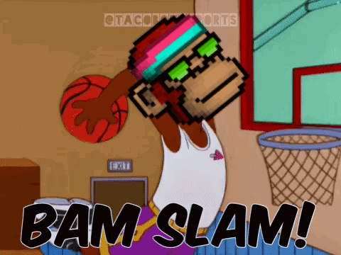Pixel Art Basketball Player Bam Slam GIF