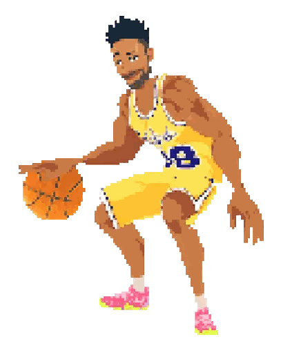 Pixel Art Basketball Player in Yellow Jersey