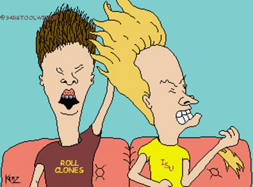 Pixel Art Beavis and Butthead Sitting on Couch