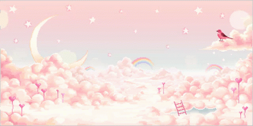 Pixel Art Bird Sitting On Cloud GIF