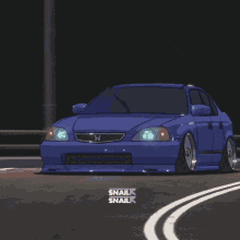 Pixel Art Blue Honda Civic Driving at Night