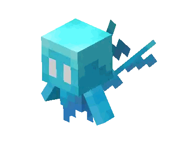 Pixel Art Blue Octopus with White Face
