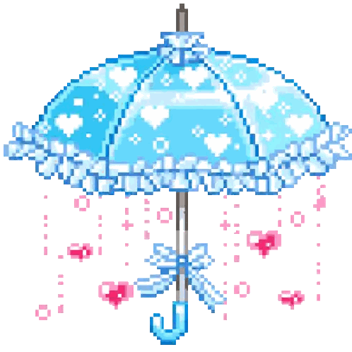 Pixel Art Blue Umbrella