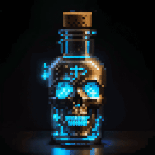 Pixel Art Bottle With Skull
