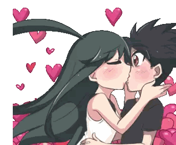 Pixel Art Boy and Girl Kissing