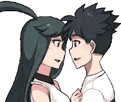 Pixel Art Boy And Girl Looking Into Each Other