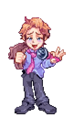 Pixel Art Boy Holding Microphone and Purse