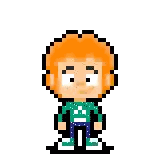 Pixel Art Boy with Orange Hair and Green Shirt