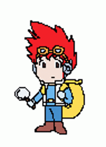 Pixel Art Boy With Red Hair And Goggles GIF