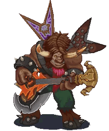 Pixel Art Bull Holding Guitar
