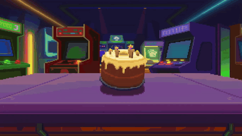 Pixel Art Cake With Candles Saying Happy Birthday To You Level Up Be Made New