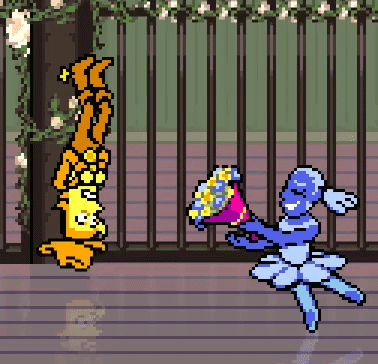 Pixel Art Cartoon Character Giving Bouquet To Another GIF