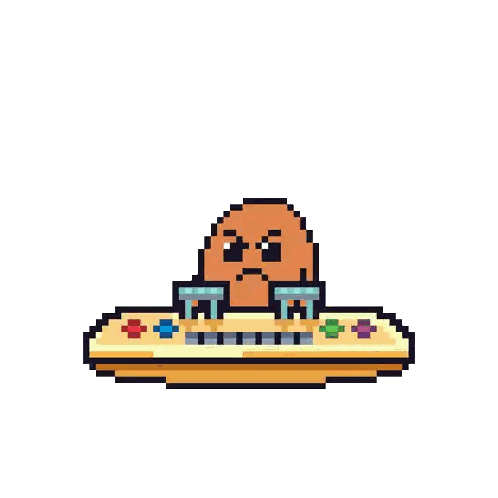 Pixel Art Cartoon Character with Flames