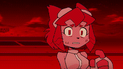 Pixel Art Cartoon Character with Red Hair and White Shirt