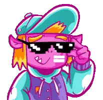 Pixel Art Cartoon Character With Sunglasses and Hat