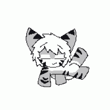 Pixel Art Cat Holding Fish in Mouth