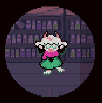 Pixel Art Cat in Front of Building in Dark Room