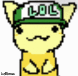Pixel Art Cat in Green Hat Saying Lol