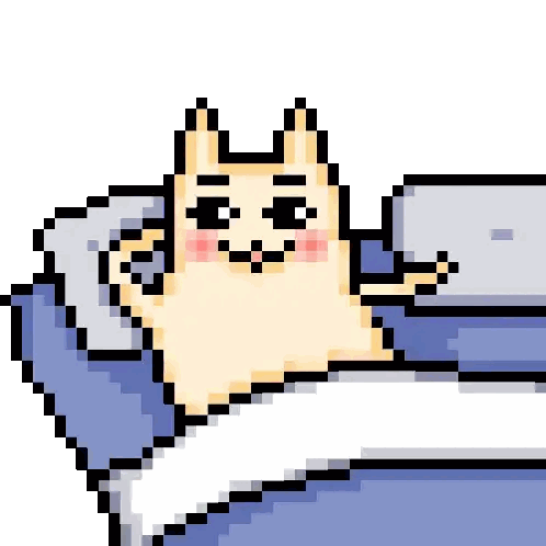 Pixel Art Cat Lying on Bed