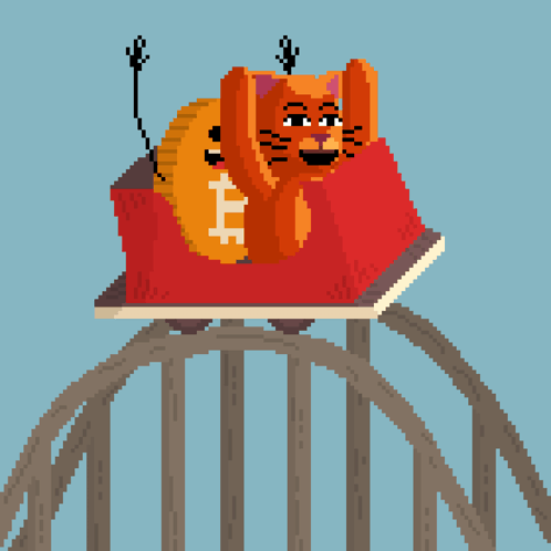 Pixel Art Cat Riding Roller Coaster