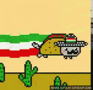 Pixel Art Cat Wearing Sombrero