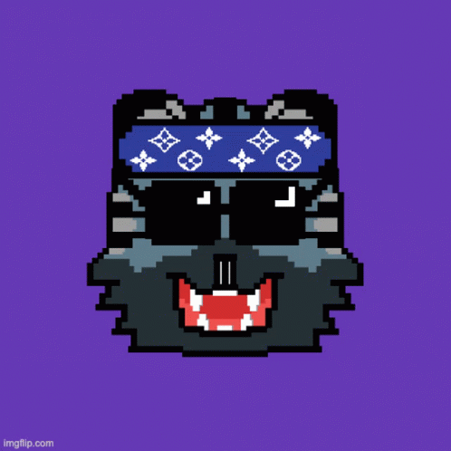 Pixel Art Cat With Glasses and Yellow Eye