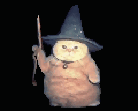 Pixel Art Cat Wizard Holding Wand GIF