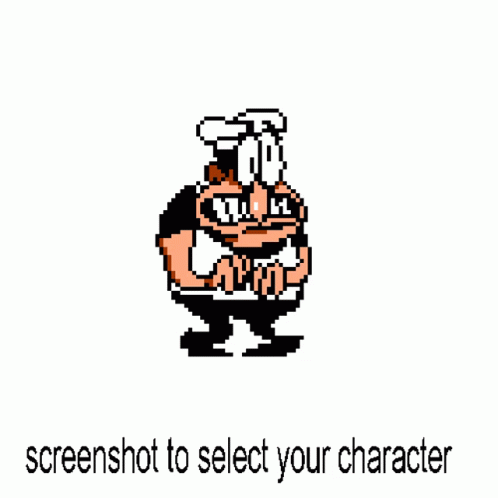Pixel Art Character Holding a Gun Saying Screenshot To Select Your Character