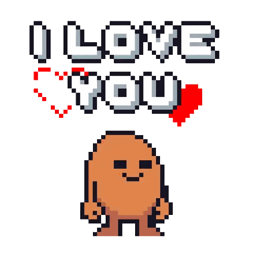 Pixel Art Character Holding Heart I Love You