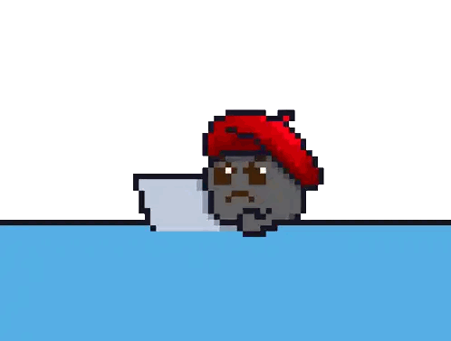 Pixel Art Character with Red Hat and Bat