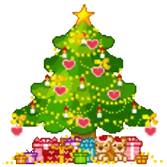 Pixel Art Christmas Tree with Gifts and Star