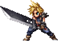 Pixel Art Cloud Strife With Sword