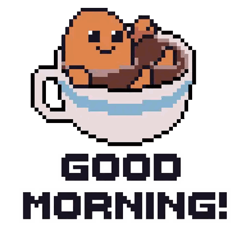 Pixel Art Coffee Cup Good Morning