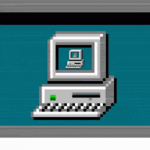 Pixel Art Computer with Green Button