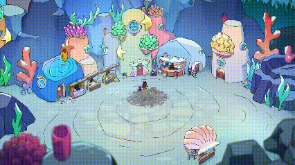 Pixel Art Coral Reef with Circle