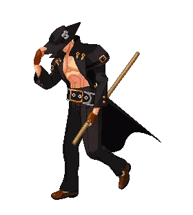 Pixel Art Cowboy Holding Stick