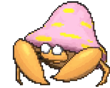 Pixel Art Crab Wearing Glasses and Pink Hat