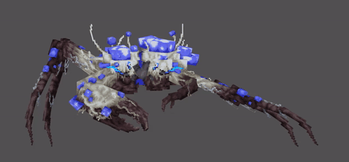 Pixel Art Crab With Blue Cubes On Head GIF