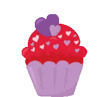 Pixel Art Cupcake with Hearts